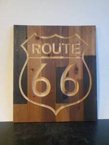 Large Wooden Route 66 Sign Debossed
