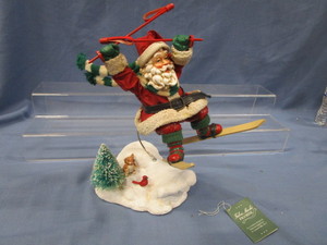 Skiing Santa Fabric Mache