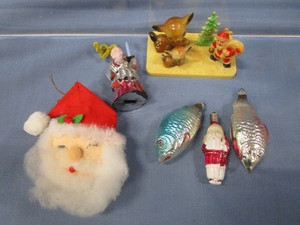 Antique Bulb & Ornaments, Vintage Plastic