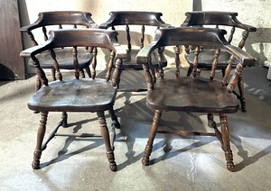 lot 34 image: Five Vintage Wooden Arm Chairs