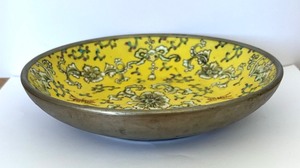 lot 77 image: Lovely Yellow Cloisonne Bowl
