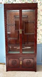 lot 6 image: Vintage Chinese Rosewood Tiered Display Cabinet  Vintage Rosewood Curio Cabinet