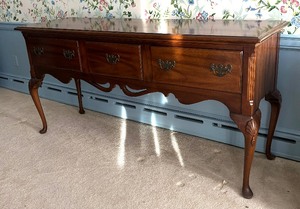lot 19A image: Elegant Vintage Three Drawer Console Table