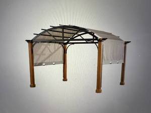 10 ft. x 12 ft. Longford Wood Outdoor Patio Pergola with Sling Canopy