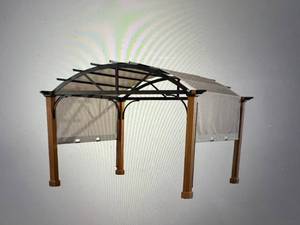 10 ft. x 12 ft. Longford Wood Outdoor Patio Pergola with Sling Canopy