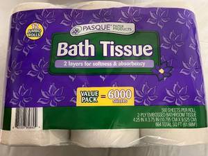 2 x 12 Packs of Pasque 2-Ply Bath Tissue