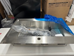 lot 132 image: Kohler Pro Inspired Kitchen Top  Undermount Sink & Moen Wave Technology Pull Down Kitchen Faucet - Unused - Damage to rear right Corner of Sink