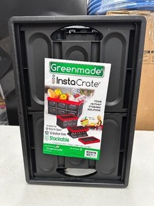 lot 77 image: New Greenmade InstaCrate 12 gal BlackRed Folding Crate 11.7 in. H X 14.2 in. W X 21 in. D Stackable
