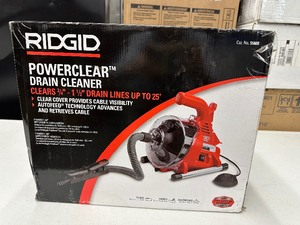 lot 72 image: Rigid PowerClear 120-Volt Drain Cleaning Snake Auger Machine for Heavy Duty Pipe Cleaning for Tubs, Showers, and Sinks - Used
