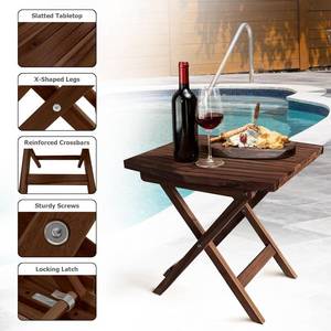 lot 51 image: Melino Wooden Folding Table, Acacia Wooden Small Table for Indoor and Outdoor uses, Weather Resistant and Fully Assembled (Chestnut)