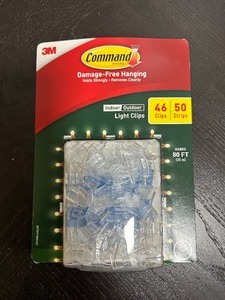 lot 117 image: New 3m Command Pro Indoor  Outdoor Light Clips - For Hanging Lights 46 Clips  50 Strips - For up to 80 Ft