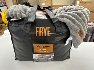 lot 169 image: New FRYE Channel 3-piece Faux Fur Comforter Set - Gray - Queen