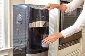 lot 31 image: New Primo Electronic Control Black & Stainless Steel Bottom Load Water Cooler With Hot Water Model 601234