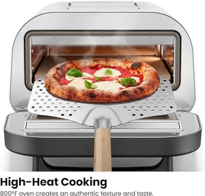 lot 33 image: CHEFMAN Indooroutdoor Pizza Oven - Makes 12 Inch Pizzas in Minutes, Heats up to 800°F - Countertop Electric Pizza Maker with 5 Touchscreen Presets, Pizza Stone and Peel Included - Stainless Steel (retail price $500)