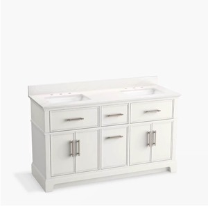 lot 4 image: Kohler Chulton&nbsp60 bathroom vanity cabinet with sinks and quartz top