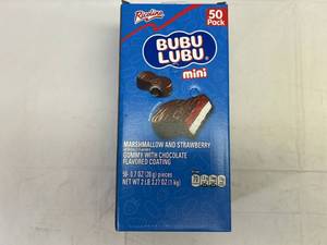 lot 223 image: LL. 50 pack Bubu Lubu Chocolate Covered Strawberry & Marshmallow Individually Wrapped