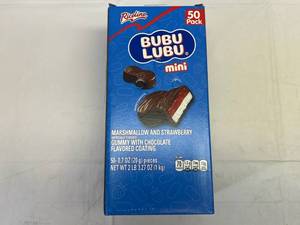 lot 227 image: LL. 50 pack Bubu Lubu Chocolate Covered Strawberry & Marshmallow Individually Wrapped