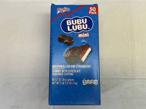 lot 228 image: LL. 50 pack Bubu Lubu Chocolate Covered Strawberry & Marshmallow Individually Wrapped