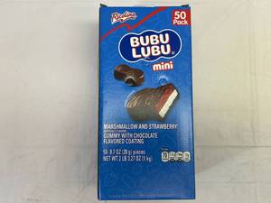 lot 229 image: LL. 50 pack Bubu Lubu Chocolate Covered Strawberry & Marshmallow Individually Wrapped