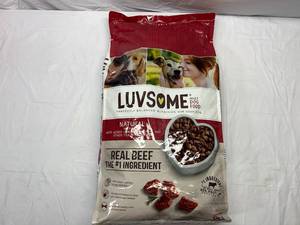 lot 265 image: 15.5lbs Luvsome Adult Dog Food
