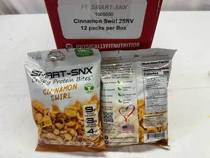 lot 349 image: JJ.12 x 2oz PF Smart-SNX Protein Bites-Cinnamon Swirl