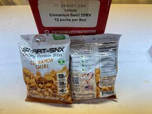 lot 354 image: JJ.12 x 2oz PF Smart-SNX Protein Bites-Cinnamon Swirl