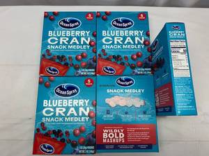 lot 144 image: 5x 5-1oz Packs Ocean Spray Blueberry Cran Snack Medley