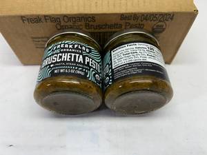 lot 308 image: MM. 6x 6.5oz Organic Bruschetta Pesto-Freaky Flag Organics