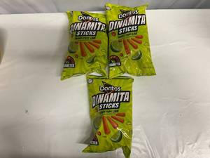 lot 8 image: 3x 9oz Doritos Dinamita Sticks Tangy Fiery Lime