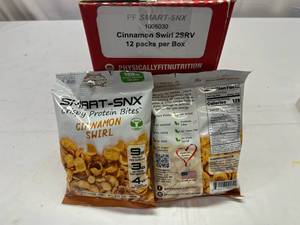 lot 356 image: JJ.12 x 2oz PF Smart-SNX Protein Bites-Cinnamon Swirl