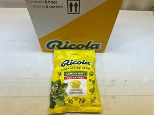 lot 296 image: MM. 8x 19 Ricola Wrapped Drops-Lemon Mint Sugar Free
