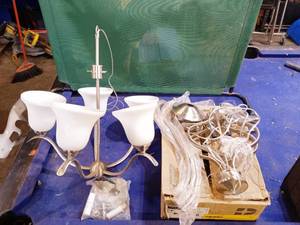 lot 101 image: new progress lighting brushed nickel chandelier
