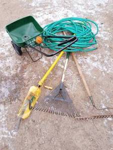 lot 47 image: lawn and garden, spreader, hose more