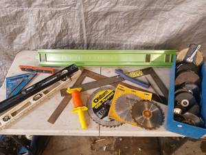 lot 67 image: Squares, saw blades, grinding wheels