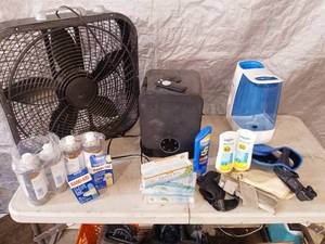 lot 69 image: Fan, humidifies and first aid supplies