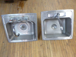 lot 120 image: 2 Stainless Steel Hand Wash Sinks with Faucets