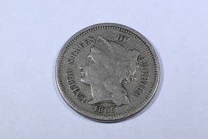 lot 15 image: 1865 US 3 Cent Piece