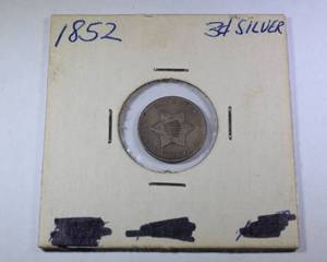 lot 19 image: 1852 US 3 Cent Silver Coin
