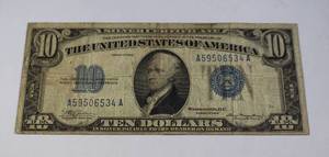 lot 27 image: 1934 10 Dollar Silver Certificate