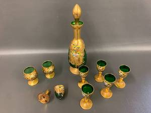 lot 11A image: Vintage Bohemian Glass Decanter Set