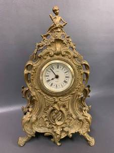 lot 13A image: Uranio Quartz Brass Ornate Mantle Clock