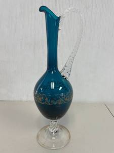 lot 26 image: Vintage blue  Glass Ewer