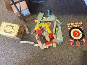 lot 37H image: Vintage Toy Bundle Trains & Hurdy Gurdy