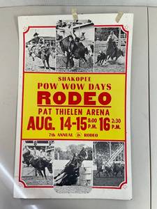 lot 45B image: Vintage Shakopee Pow Wow Rodeo Poster