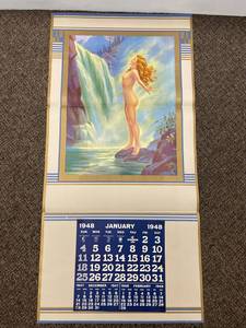 lot 55AB image: Huge Mabel Rollins Harris 1948 Pin Up Calendar Art Print - Maid of the Mist