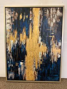 lot 103C image: Abstract Navy and Gold Painting