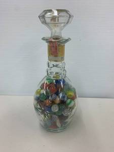 lot 120A image: Vintage Glass Decanter with Marbles - Some Glow