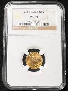 2006 AMERICAN GOLD EAGLE 110TH OZ .999 PURE GOLD NGC MS69