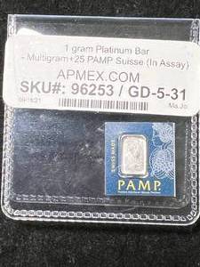 1 GRAM .999 PURE PLATINUM APMEX BAR