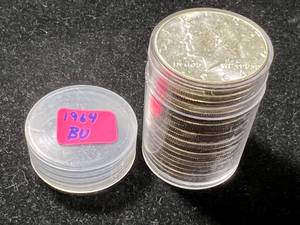 ROLL OF 20 BU 1964 KENNEDY HALF DOLLARS